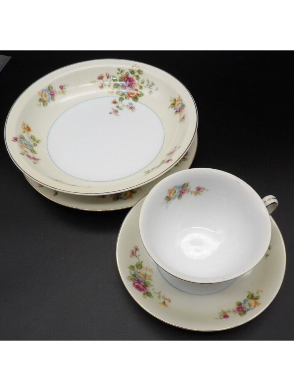 Hira Porcelain Occupied Japan Place Setting 4 Pc Cup Saucer Bowl Plate VTG